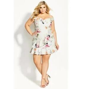City Chic Spring Fields Darling Fields Off Shoulder Dress Plus Size XXL 24 NEW